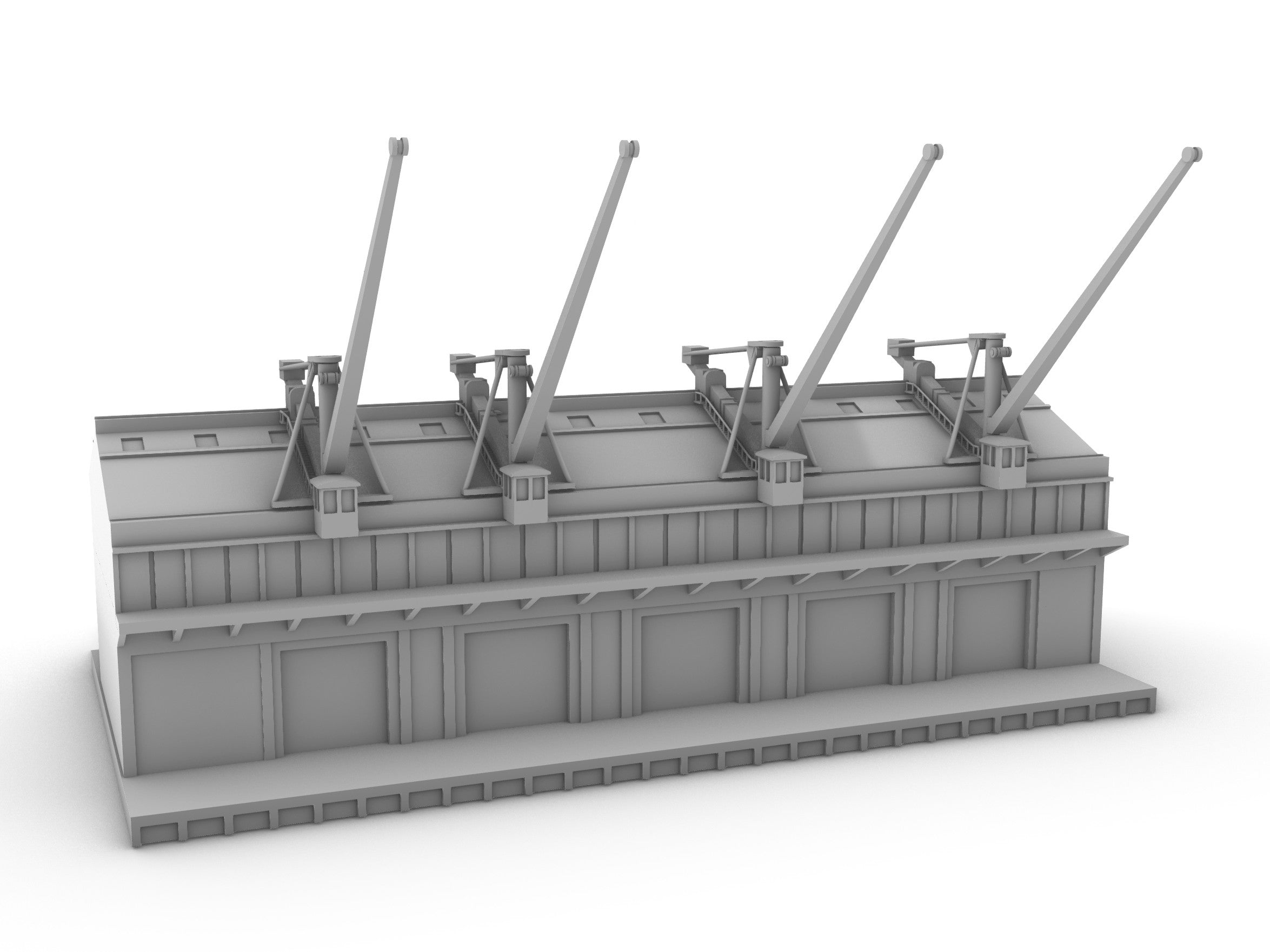 Dock quay section with two storey warehouse