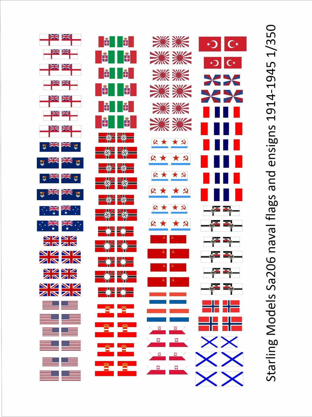 Model Flags Us Naval flags and ensigns 1914-1945 1/350