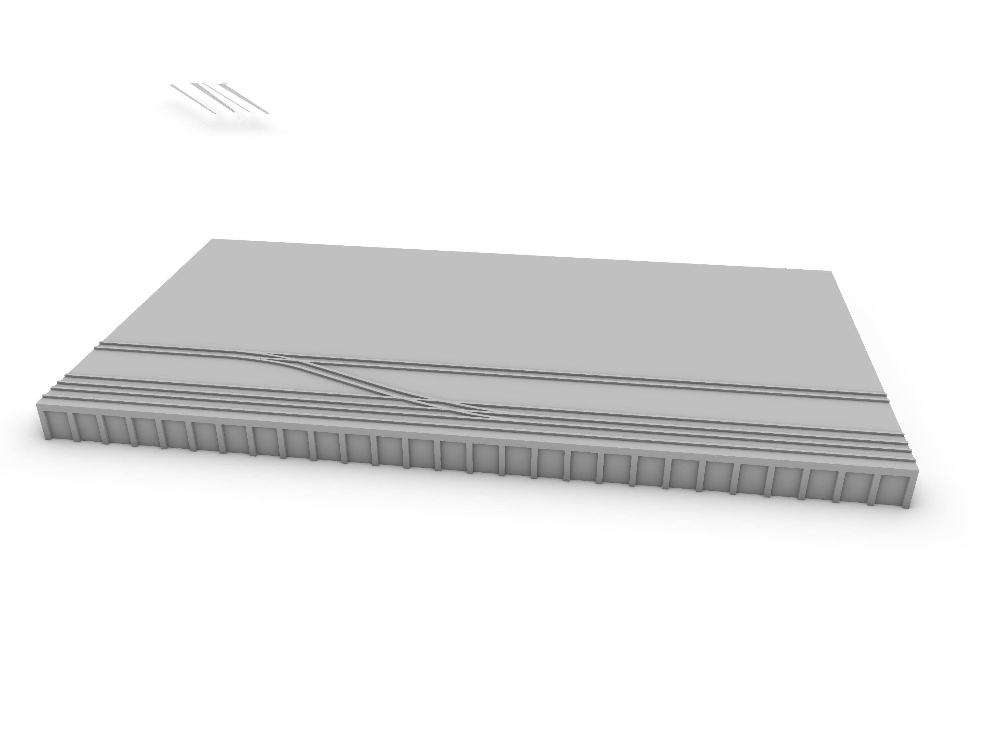 Dock quay section with rails and crane