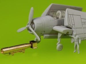 USN aerial torpedoes Mark 13 (improved type) with loading trollies.