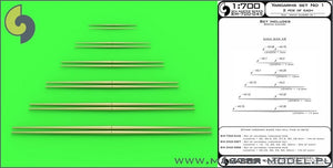 Set of universal yardarms No1, lengths  5, 7.5, 10, 12.5, 15, 17.5mm - 2pcs of each