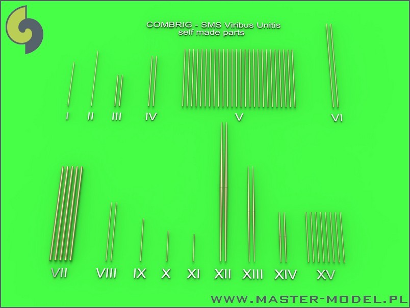 SMS Viribus Unitis - masts, yards and other turned parts set - fits Combrig model