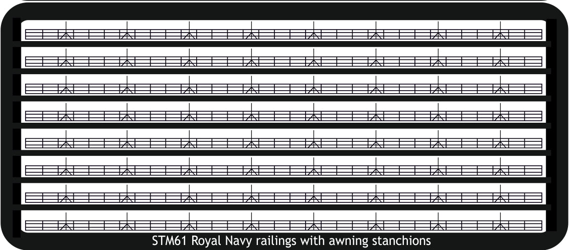 Royal Navy railings with awning stanchions